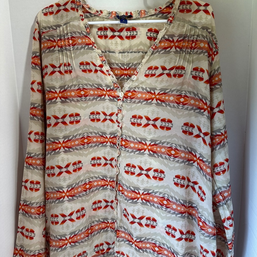 Pendleton Button Up Silk Blend Sheer Patterned To… - image 1